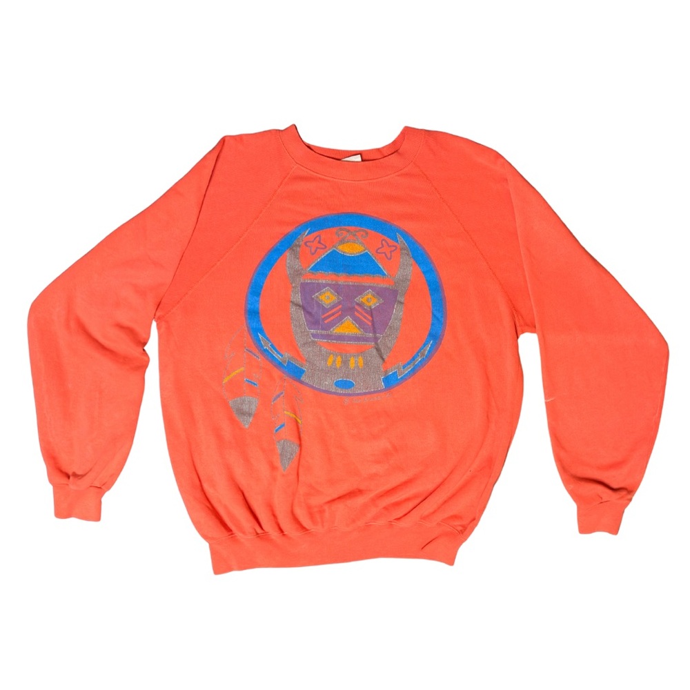 Men's Orange/Coral Vintage Native American Graphic Sweater
